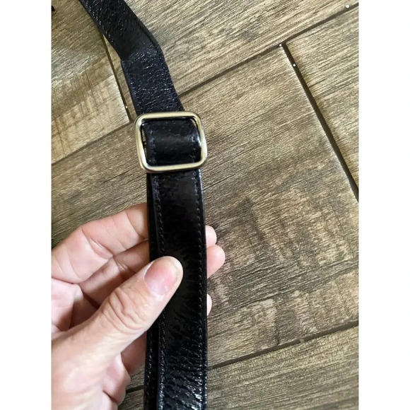 Garnet Hill Black Shiny Leather Hobo Shoulder Handbag - Picture 13 of 13